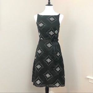 Shelli Segal vintage black dress with white